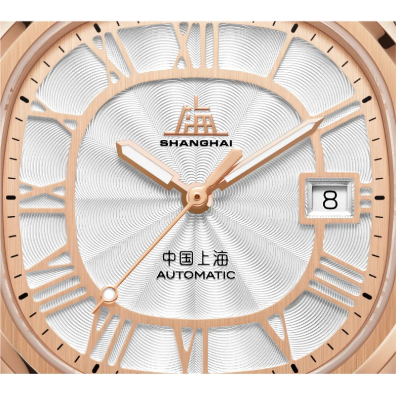 شنغهاي الأصلي تحية جمع التلقائي ساعة ميكانيكية تصميم التلفزيون 40 مللي متر 50 متر مقاوم للماء ساعة اليد الرجال الفاخرة ساعة Reloj