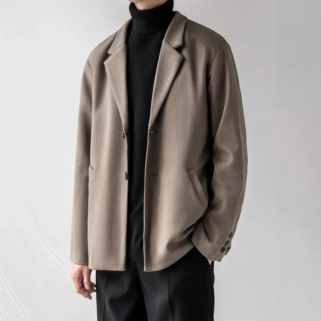 

Men's Blend Cardigan Coat 2026 Spring Autumn Woolen Blazer Mature Style Thickened Casual Suit Coat