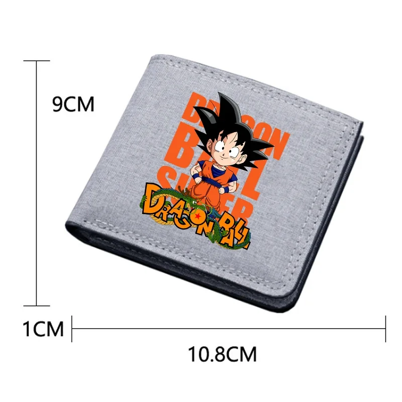 Cartera de lona de Dragon Ball Z, monedero corto plegable de Anime Goku, tarjetero de dibujos animados para niño, lindo estuche para fotos y monedas