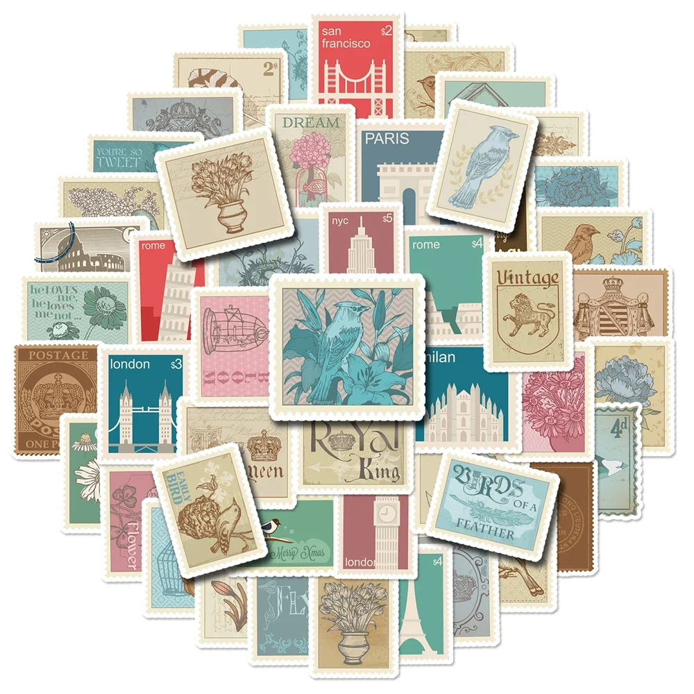 10/30/50PCS Retro Morandi Color Stamp Creative Personality Graffiti Sticker Bicycle Scooter DIY Helmet Guitar Computer Wholesale