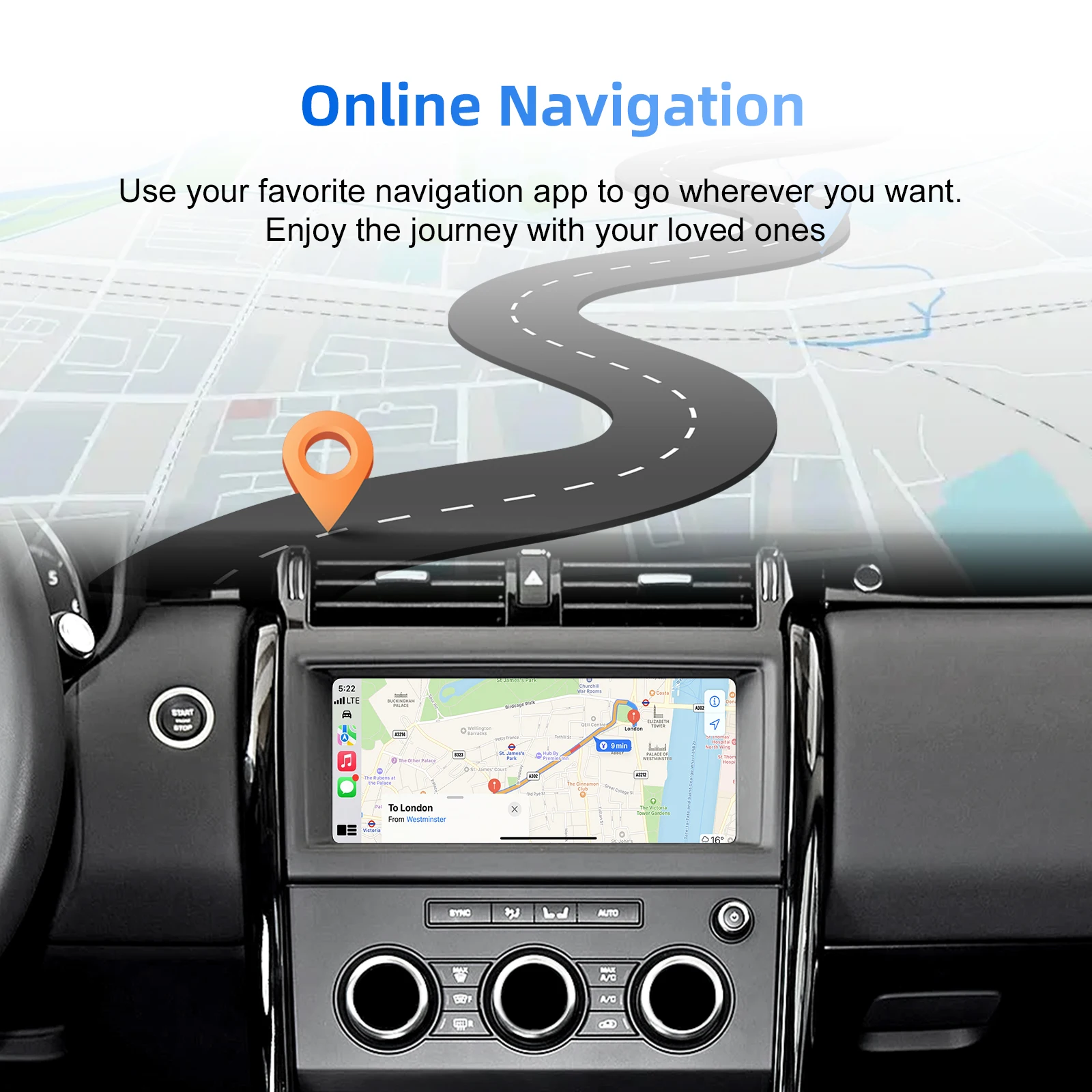 Беспроводной комплект для модернизации CarPlay, декодер, интерфейс CarPlay для Lander Rover Jaguar Ranger Rover Evoque Discovery 5, XE XFL FTYPE