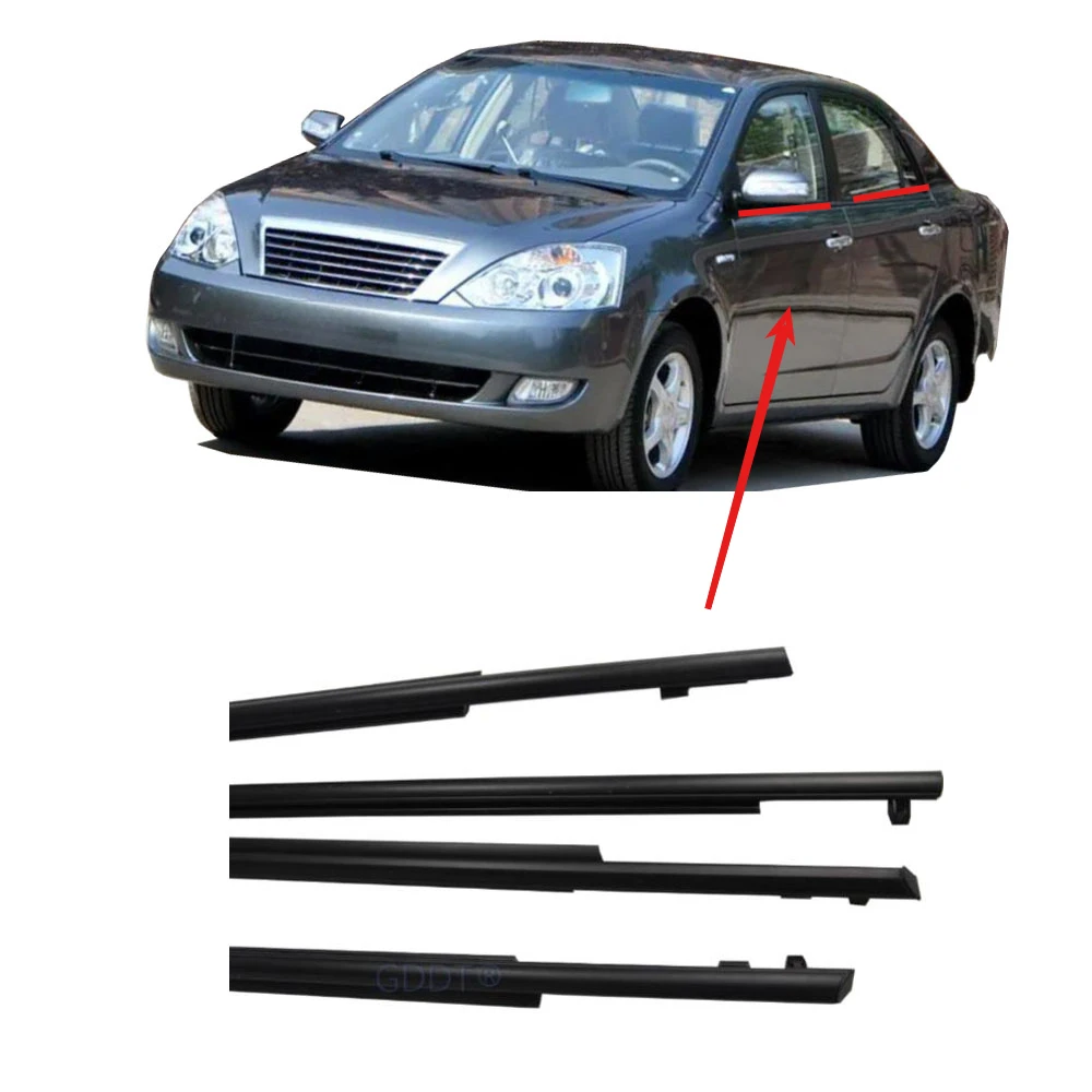 

4 Pieces Windows Rubber for Geely FC Vision 2006-2013 Protector Weather Strip Glass Protect Outside Black Moulding with Clips