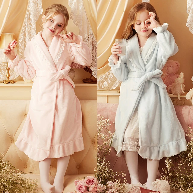 Vintage Toddler Girls Lace Flannel Bathrobe Children s Sleepwear Princess Bath Robes Nightwear Night robe Pajamas.Kid s Clothes AliExpress 1501