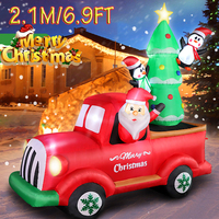 2.1M/6.9FT Christmas Ornament Inflatable Santa Claus Truck Built-in LED Lights Xmas Party Indoor Outdoor Garden Props Decoration