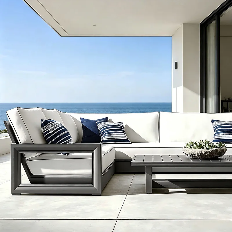 Sofa Set Nordic Custom Outdoor Sofa Courtyard Aluminum Alloy Terrace Outdoor Balcony Sofa Sun Protection Garden Outdoor Furnitur