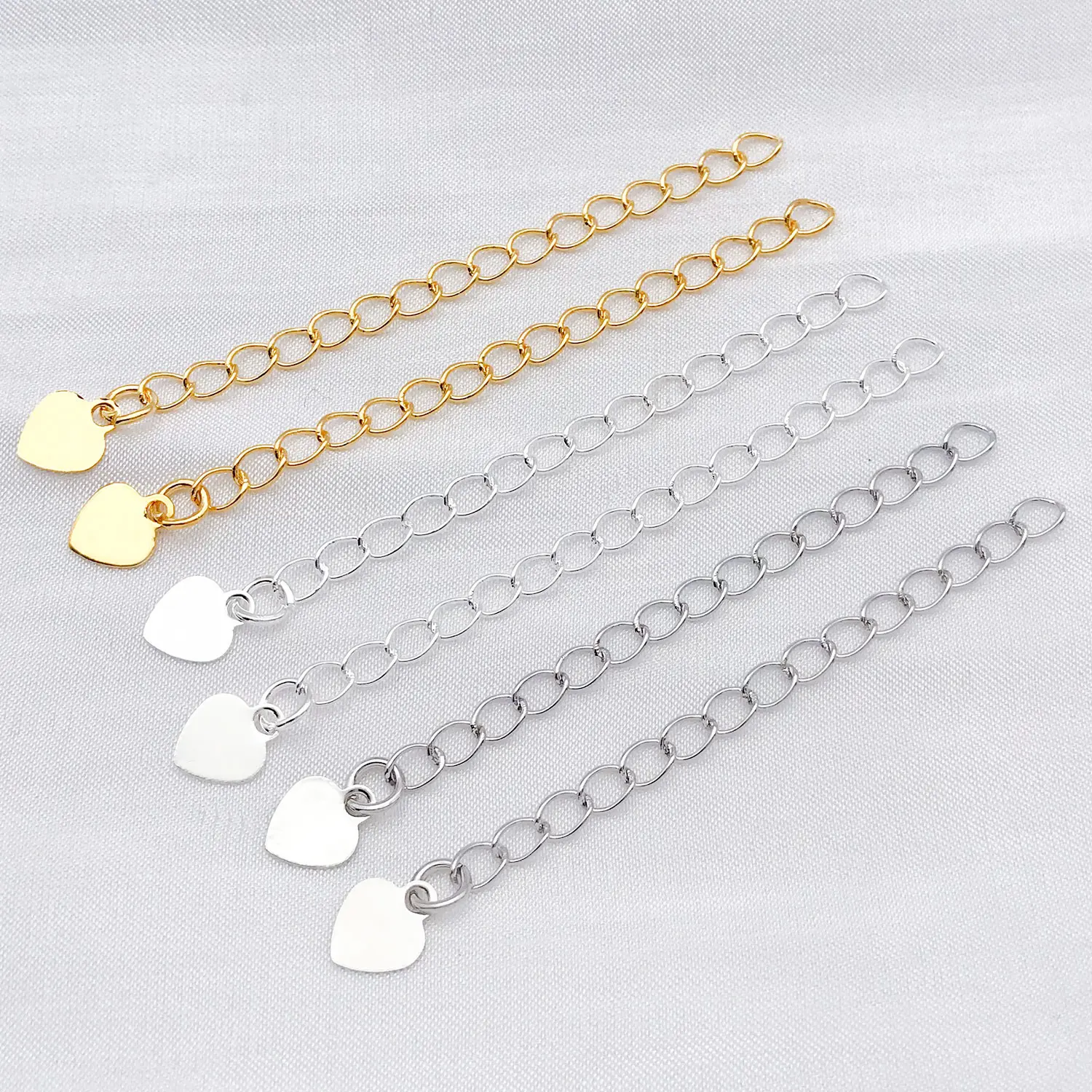 10pcs 5cm 18K Real Gold Plated Brass Extension Chains Bracelet Necklace Extension Tail Chain Connector For DIY Jewelry Making image 3