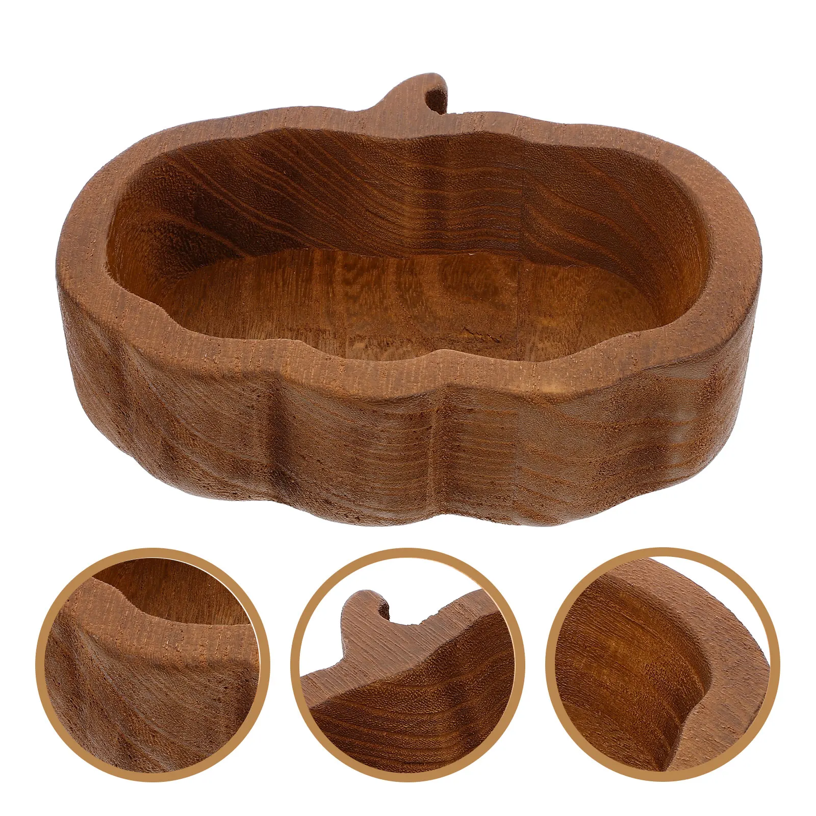 

Wooden Fruit Bowl Pumpkin Design Dessert Salad Container Kitchen Food Serving Bowl Reusable Wear Resistant Household