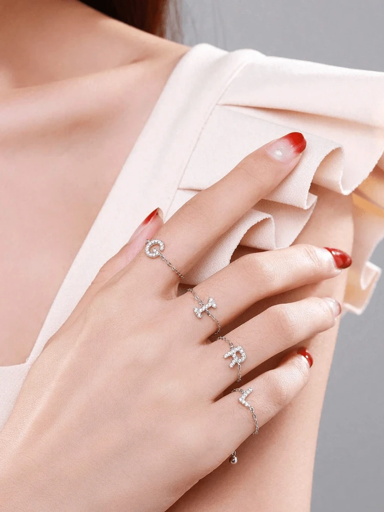 925 فضة موضة رسالة سلسلة قابل للتعديل كامل الزركون الدائري للنساء حفلة شخصية عالية الجودة غرامة مجوهرات