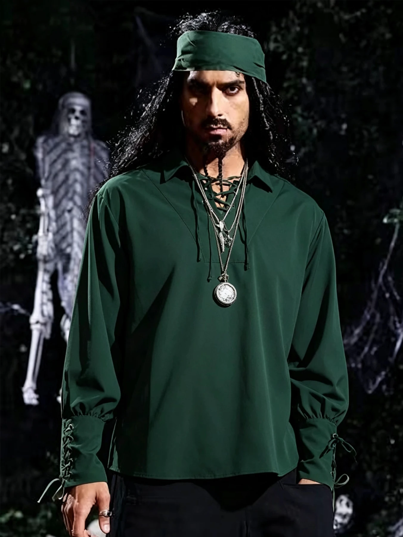 Mens Medieval Pirate Shirts Renaissance Halloween Costume Tops