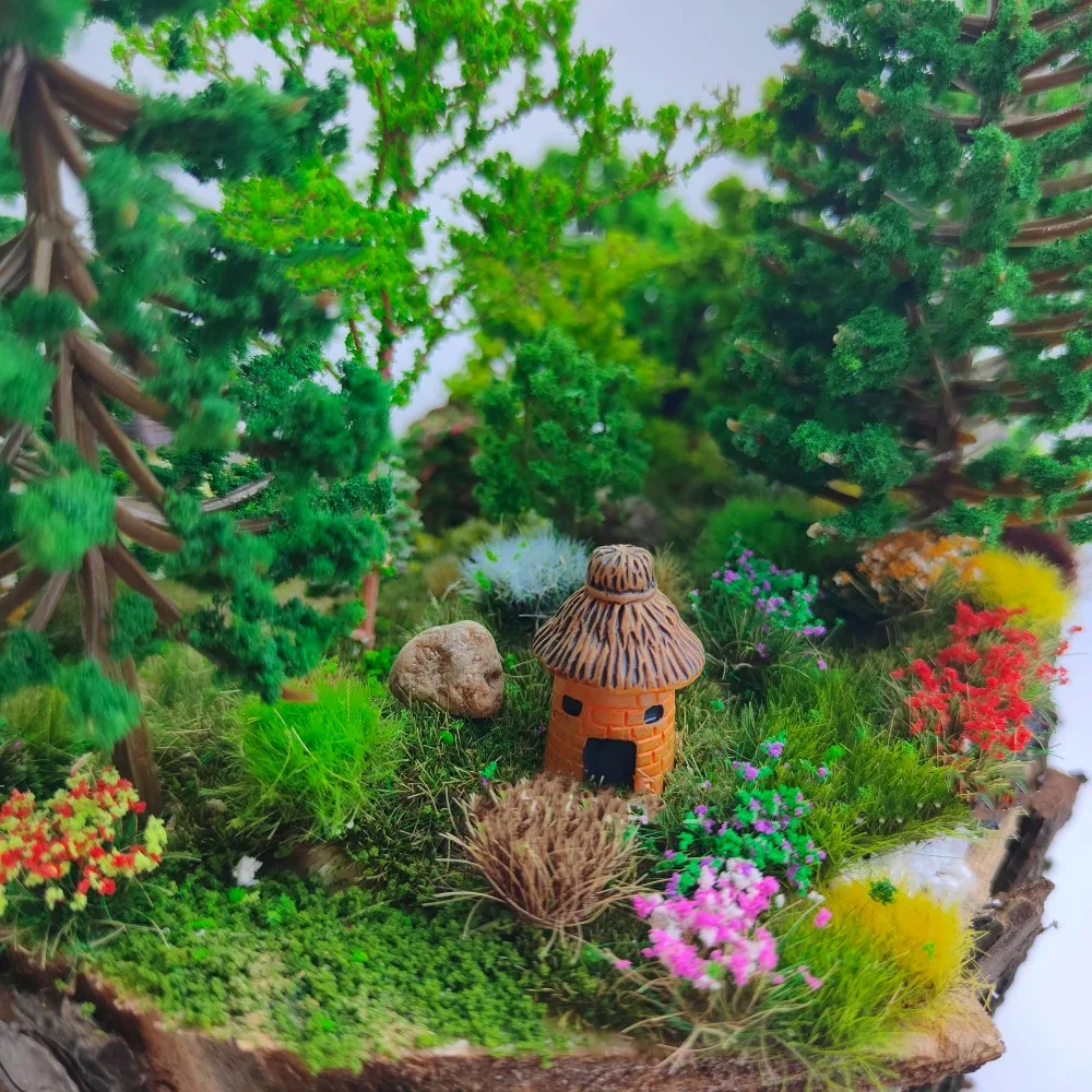30pcs/set Multicolors DIY Miniature Garden Decor Plastic 10~15mm*8mm Durable Static Scenery Model Building Layout Flower Cluster