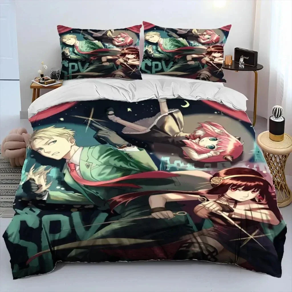 3D Anime SPY×FAMILY Anya Bedding Set,Duvet Cover Comforter Bed Set Quilt Cover Pillowcase,King Queen Twin Size Boys Girls Adults