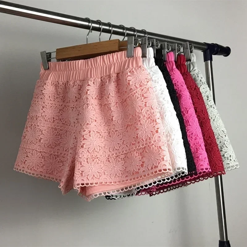 Mùa hè Quần Short Ren Phụ Nữ Ra Khỏi Mặc Mỏng Quần Short Feminino Đàn Hồi Cao Eo Trắng Ngắn Femme Ren Quần Phụ Nữ Hotpants C4078