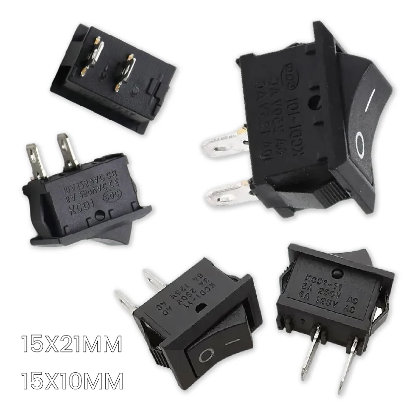 Rocker Switch SPST ON-OFF KCD1 KCD11 2 Pin 15x21mm 10x15mm Snap-in Panel Mount Boat Switch