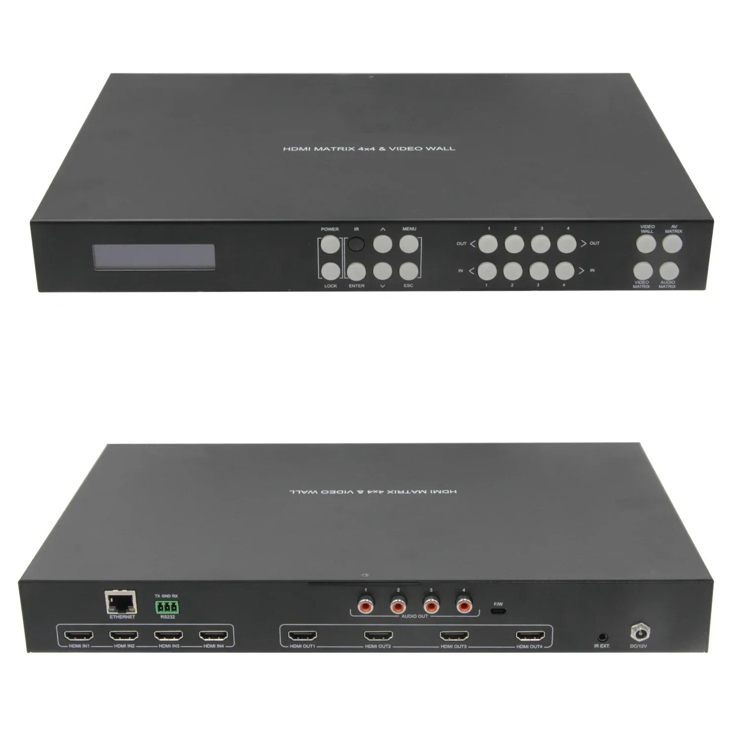 

4X4 2.0 Matrix With 2*2 Video Wall Support Audio DE-embed Controller RS232 IP Control Matrix Switch