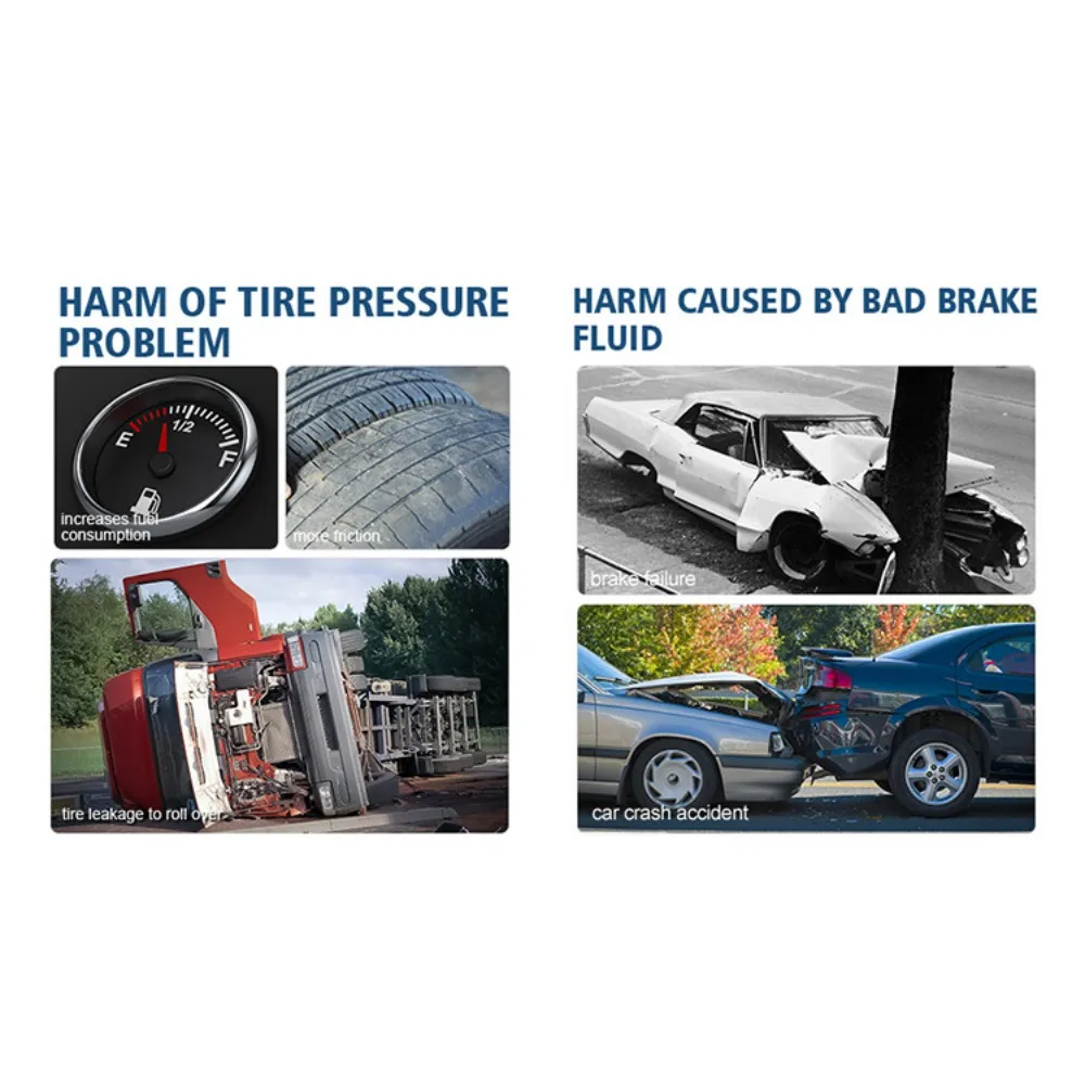 Brake Fluid Tester Tire Pressure Monitoring Meter Two in One Brake Fluid Water Content Test Pen Brake Fluid Test Pen