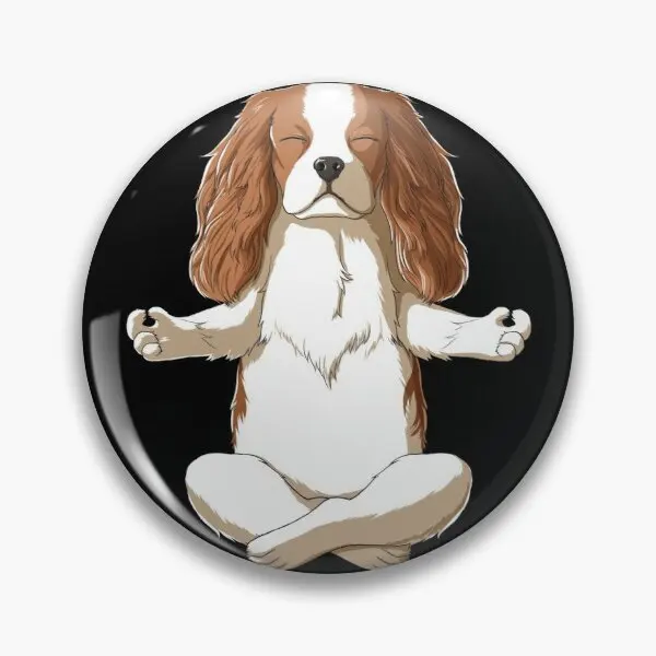 Yoga Cavalier King Charles Spaniel  Soft Button Pin Fashion Metal Creative Brooch Lover Clothes Cartoon Jewelry Cute Women Badge