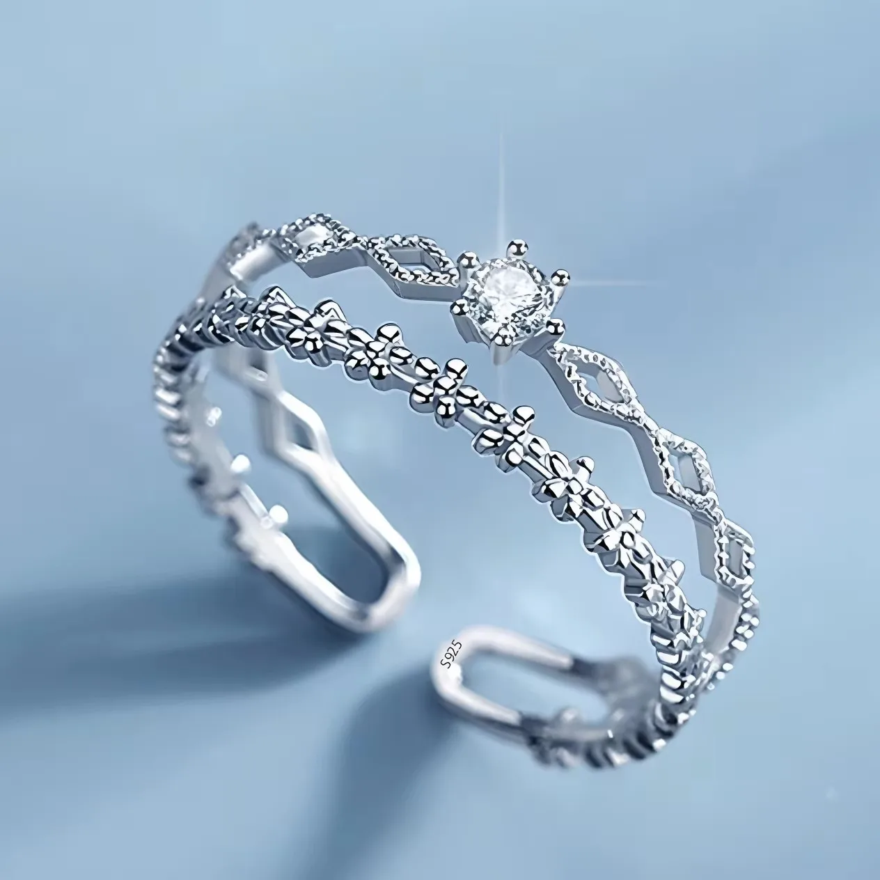 Women's Irregular Moonstone Ring, 925 Sterling Silver Gift