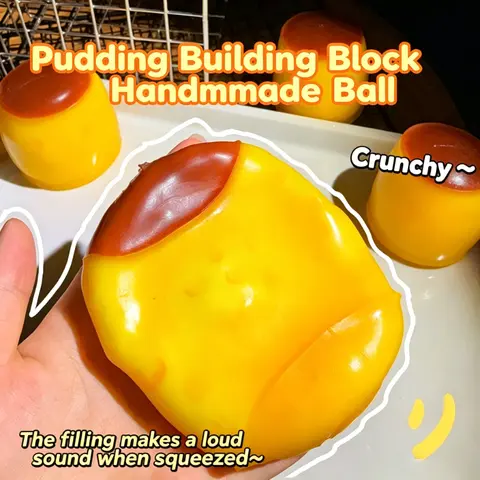 Handmade Crispy Pudding Shape Crackle Squeeze Toy Crunchy Filler Inside Squishy Ball Anti-anxiety Stress Relief Fidget Toy Adult