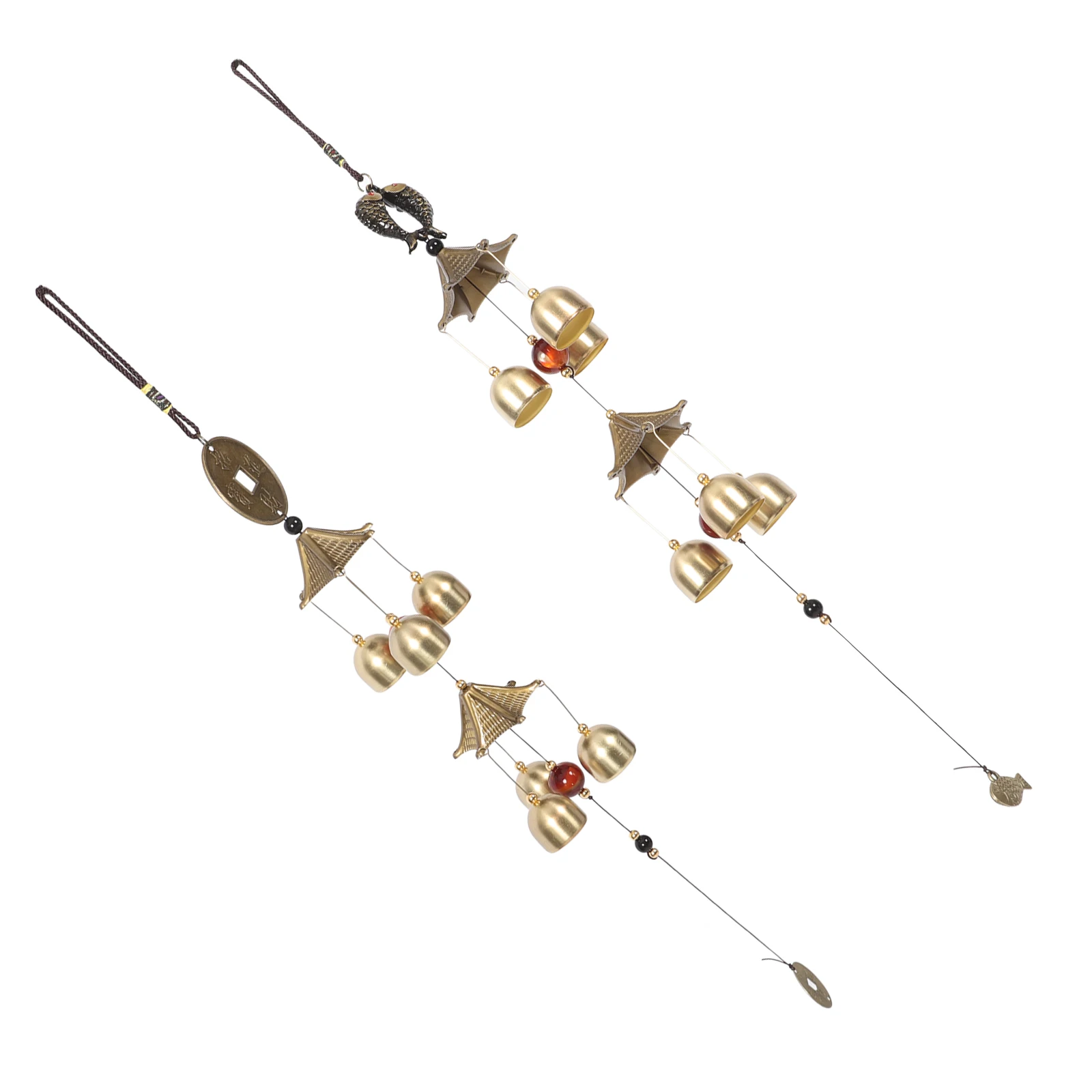 

2pcs Vintage Wind Chime Bell Pendant Retro Metal Hanging Ornament For Home Garden Decor Chinese Style Decorative Chime Outdoor