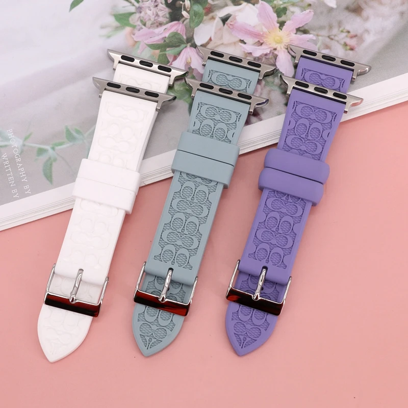 High Quality Strap Fron Coach Silicon Straps for Apple Watch Bands SE 38mm 40mm 41mm for IWatch 8 7 6 5 4 3 Bracelet Wrist Band