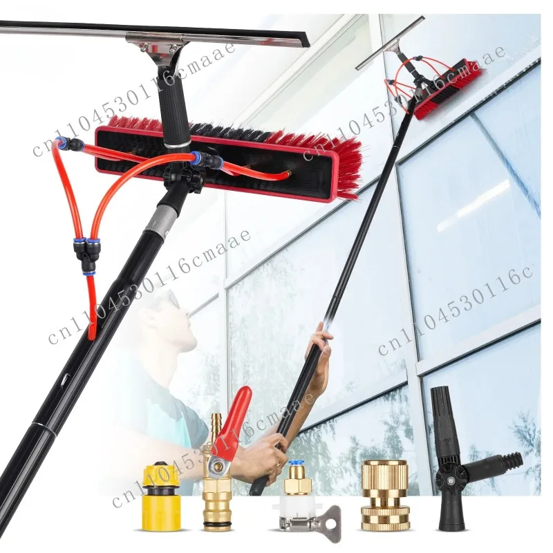 30 FT Window Cleaning Pole Water Fed Brush Kit 9 Meters Telescopic Extendable Solar Panel Washing Tool