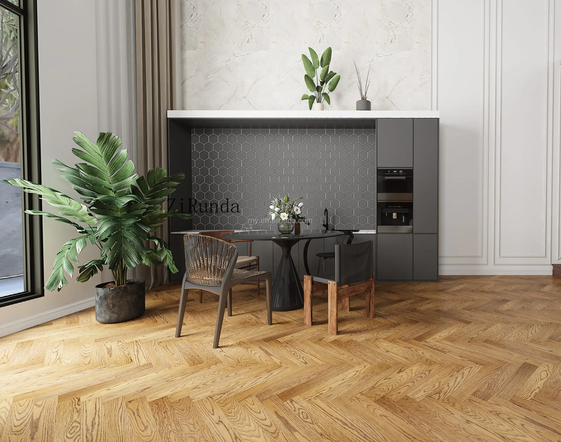 Customized version 14mm oak herringbone quality natural brushed color modern engineered floor