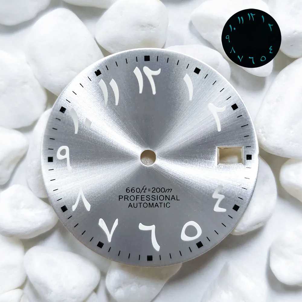 Hoogwaardige aanpasbare Arabische wijzerplaat 28,5 mm wijzerplaat NH35/NH36 wijzerplaat NH35/NH36 uurwerk horlogeaccessoires