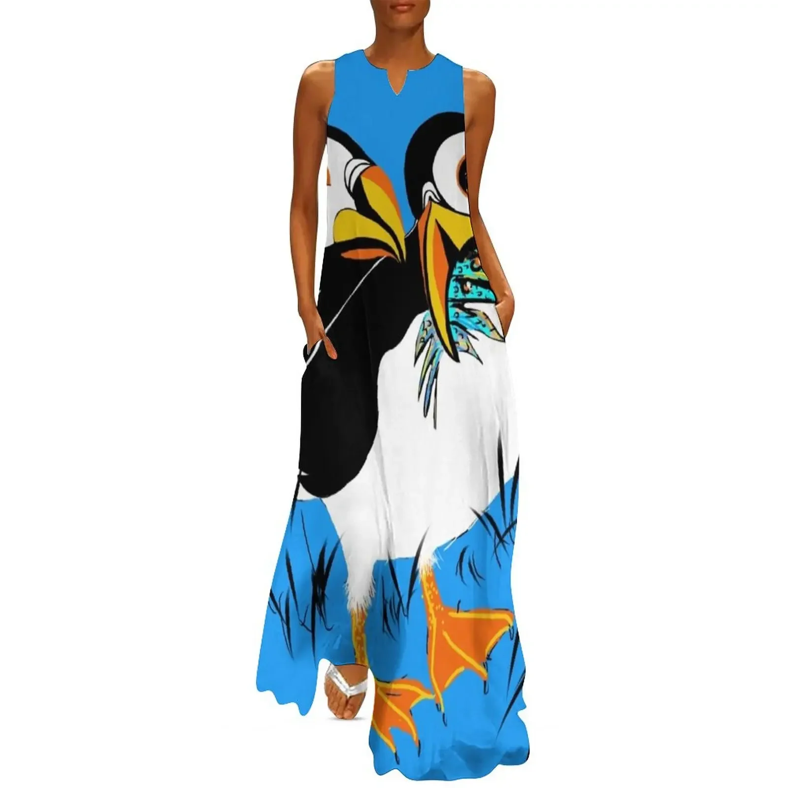 

Puffins Long Dress Cocktail of dresses Beachwear cute dress summer clothes for women Dress