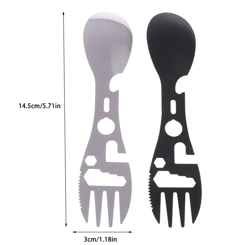 1/5Pcs 10 In 1 Camping Utensils Set Stainless Steel Travel Hiking Cutlery Fork Spoon Opener Outdoor Survival Gear Tableware #6