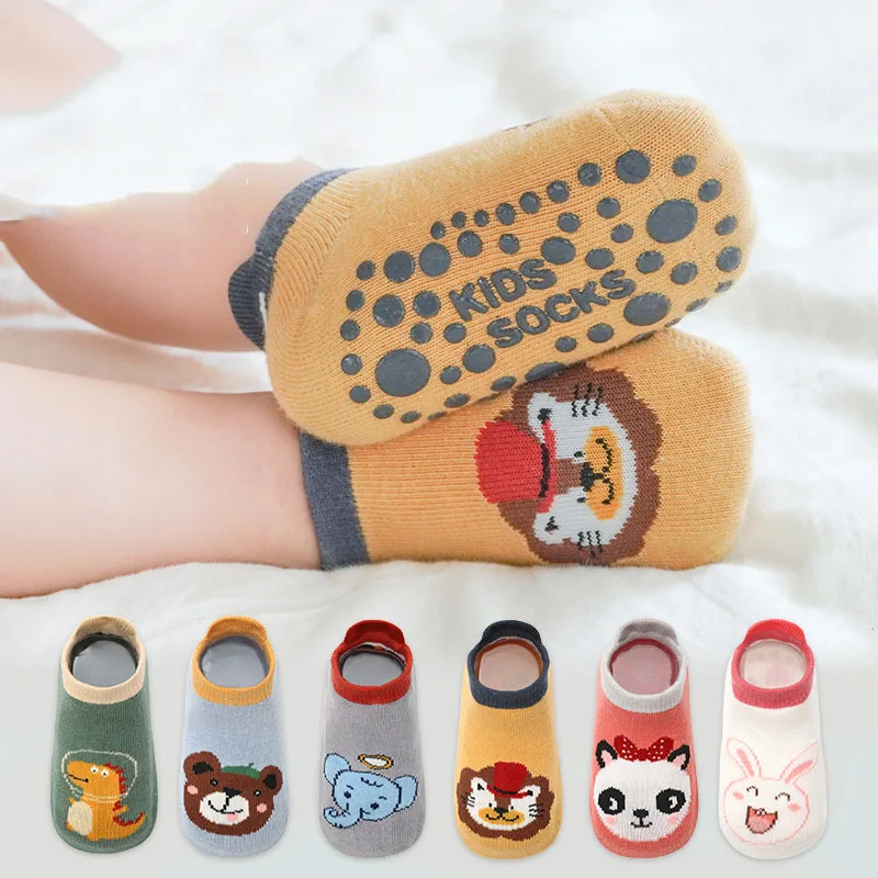 New Winter Spring Anti Slip Baby Socks Cute Cartoon Animal Letter Print Toddler Kids Floor Sock Rubber Soles Baby Boy Girl Socks