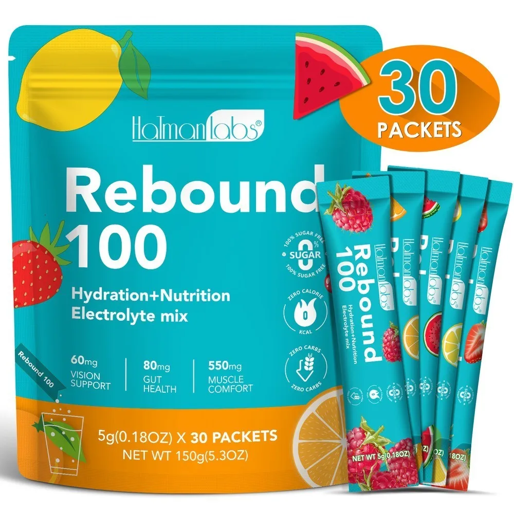 Rebound 100 Electrolyte Mix Powder Drink with Vitamin C, Magnesium & Potassium for Healthy Hydration Support, 30 Packets
