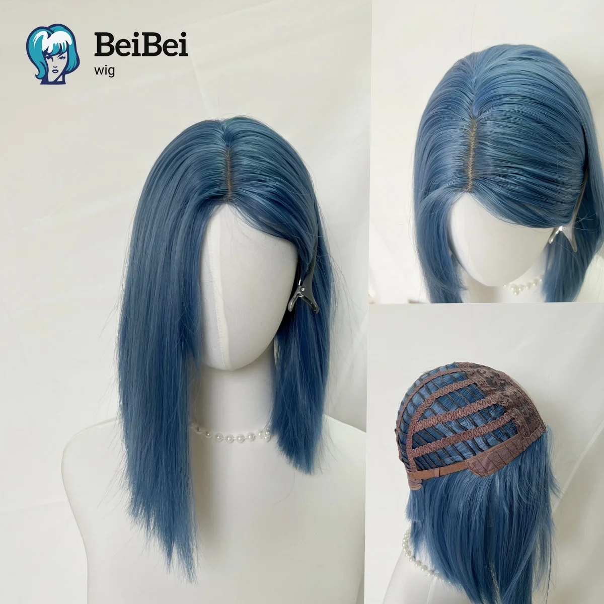 

BeiBei Dark Blue Wig for Fashion Women 12 Inches Deep Sea Blue Short Straight Headband Wig Synthetic Wigs for Cosplay Daily Use