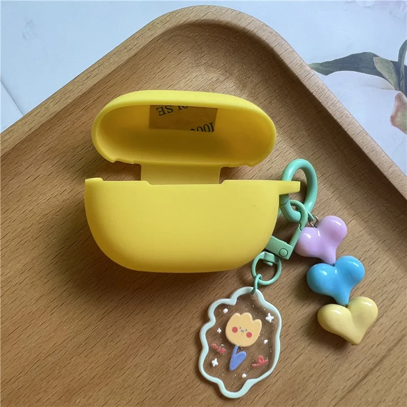 Cartoon siliconen beschermhoes voor Redmi Buds4 Active met sleutelhanger Snoepkleur Zachte dunne oortelefoonhoes voor Redmi Buds4 Active