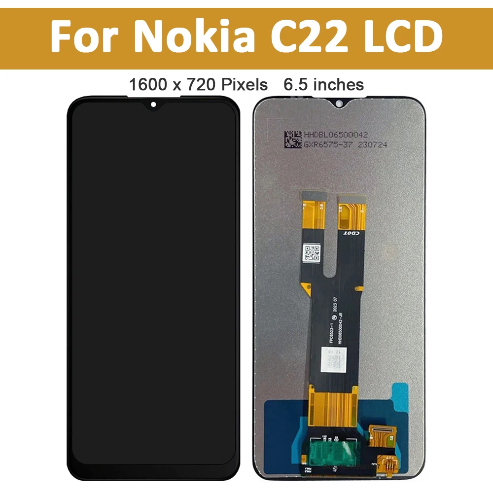 6.5 "ต้นฉบับ LCD สำหรับ Nokia C22จอแสดงผล LCD แผงหน้าจอสัมผัส digiziter ประกอบกับกรอบชิ้นส่วนอะไหล่สำหรับ Nokia C22 LCD