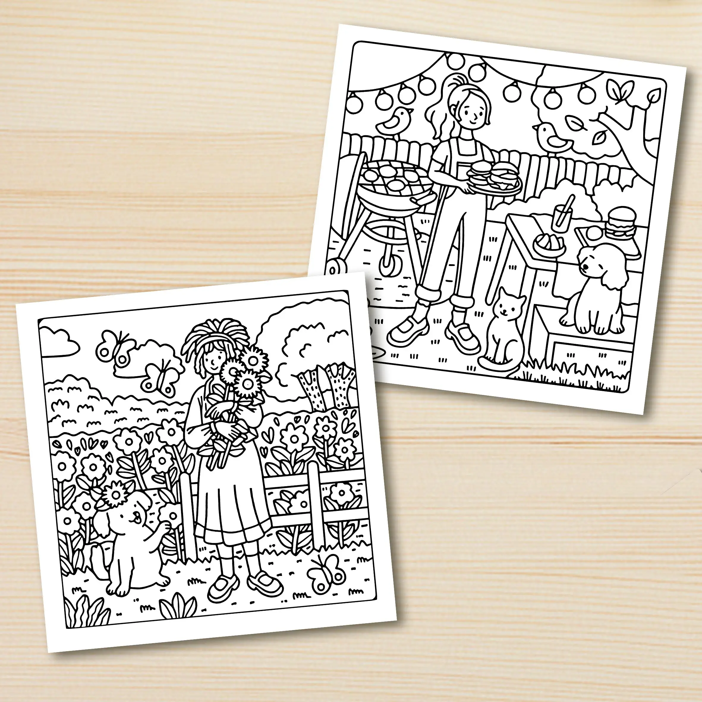 SUMMER GIRLIES: Coloring Book for Adults Featuring Cute Cozy Daily Activities for Relaxation (Cozy Spaces Coloring)