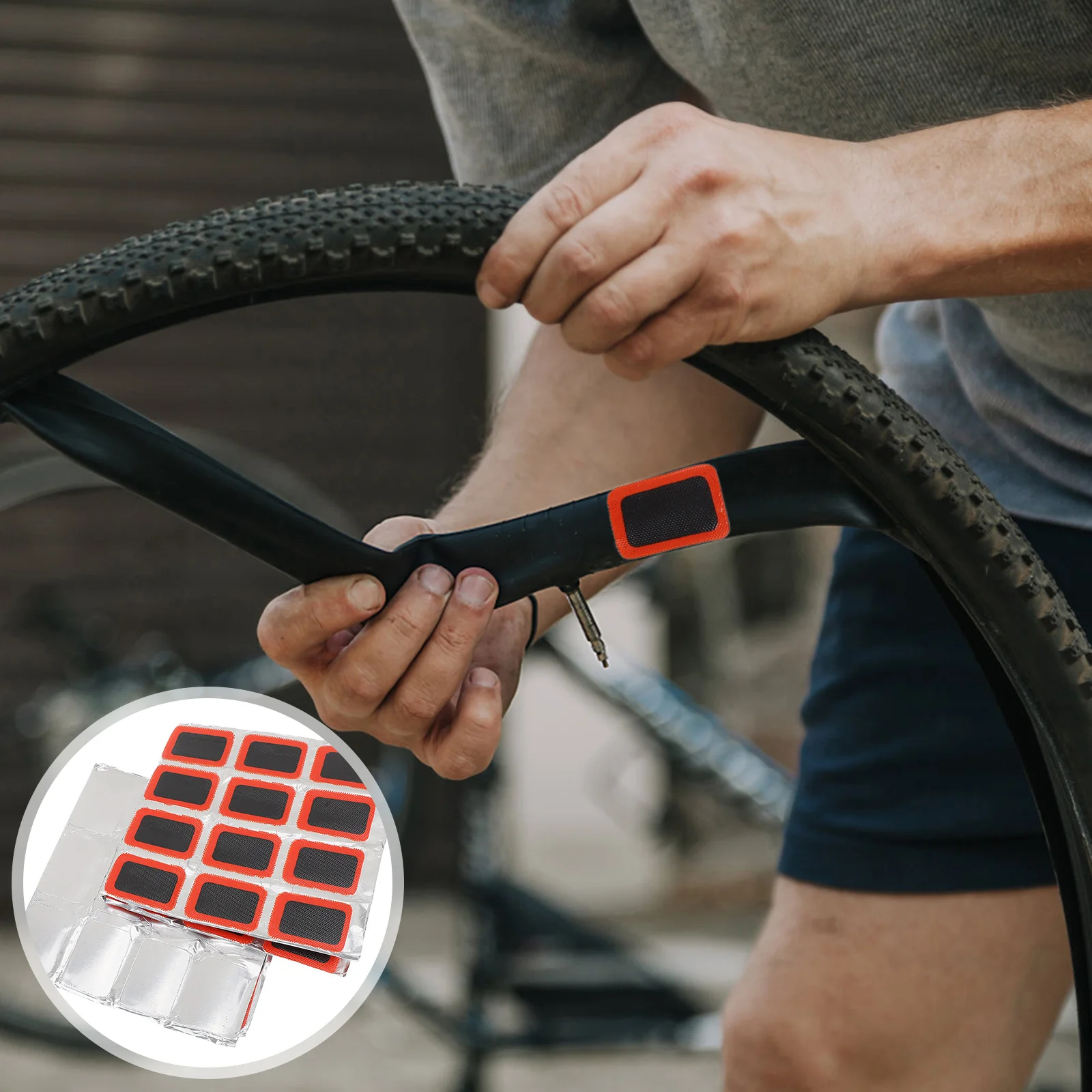 

2 Sheet Round Rubber Bike Tire Patch Kit Strong Adhesion Repair Tool for Inner Tube Punctures Suitable for Mountain Road