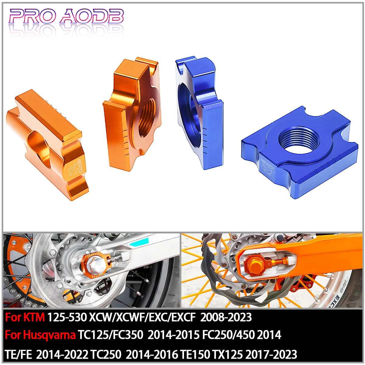 

For KTM SX SXF XC XCF XCW XCWF EXC EXCF For Husqvarna TC FC TE FE Motorcycle 20mm CNC Rear Chain Adjuster Axle Blocks 2008-2022