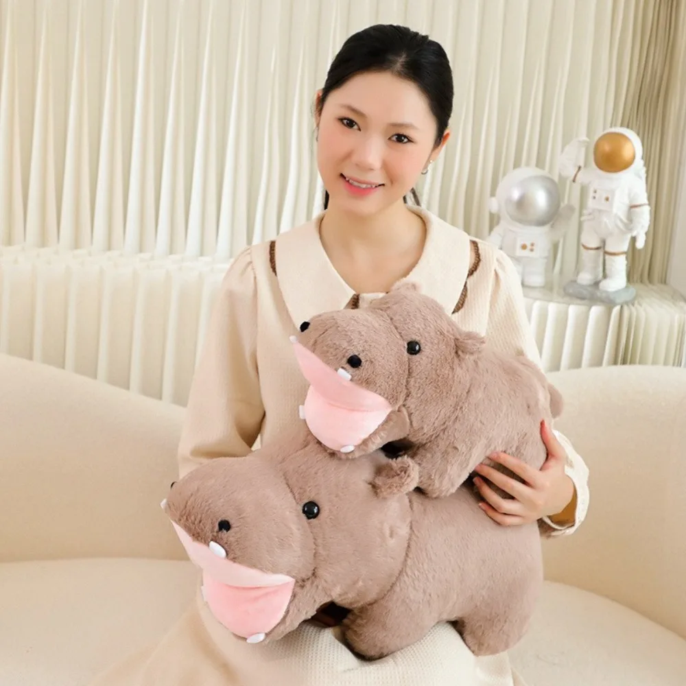 New Moodeng Baby Hippo Plush Toy Cartoon Big Mouth Hippopotamus Doll Home Decor Lovely Sofa Pillow Birthday Gifts