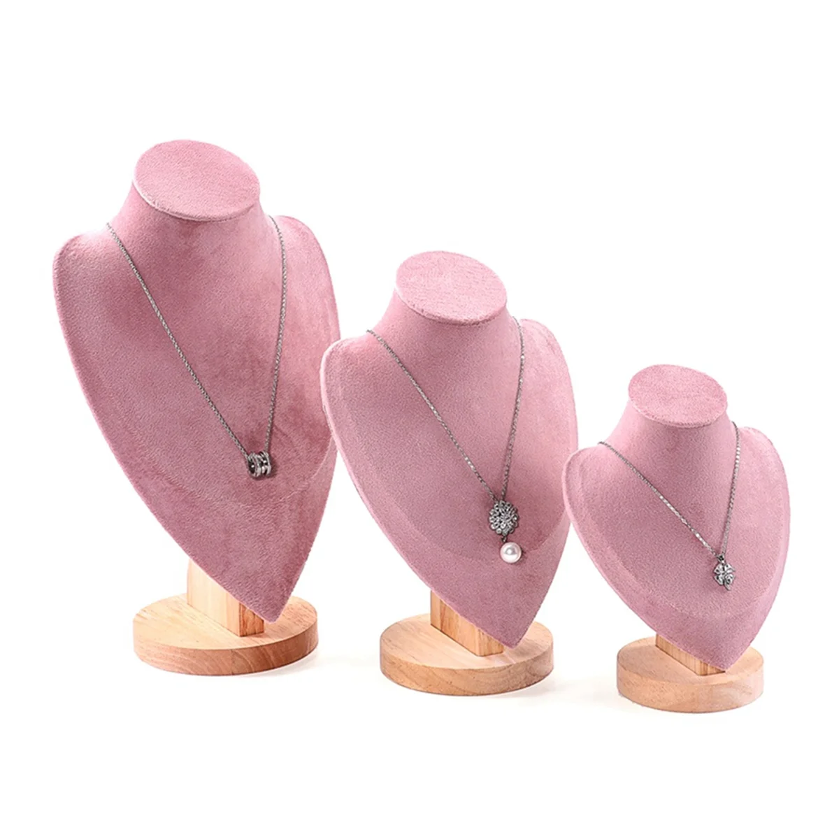 Jewlery Organizer Display Stand Pendant Earrings Necklace Mannequin for Shop Showcase Decor Wooden Base Chain Holder C