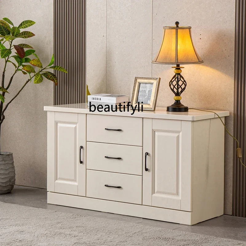 

Solid wood oak TV cabinet living room small apartment 1.2 1.4 1.6 1.8 meters white bedroom 70 high lockerFH