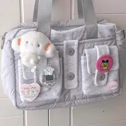 JIAERDI Harajuku Grey Casual Handbag Women High Street Pocket Chic Y2k Shoulder Bags Purse Female Retro Crossbody Bags Aesthetic