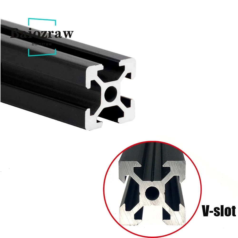 1 Stuks Zwart 100-800 Mm 2020 V Slot Aluminium Profiel Extrusie Voor 3D Printer Cnc Graveermachine schieten Track Houtbewerking Diy