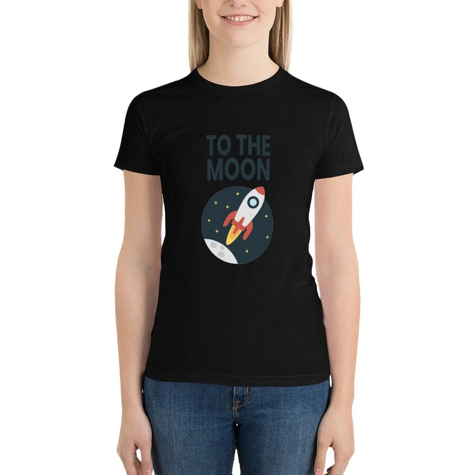 GME To the moon T-Shirt Aesthetic clothing graphics tops cute tops black t-shirts for Women