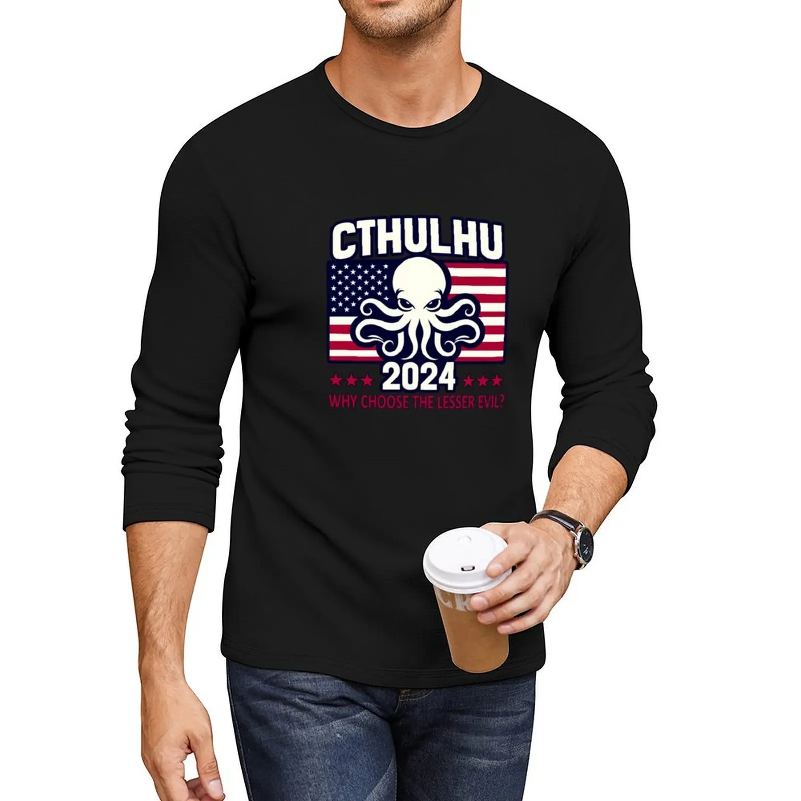 VOTE CTHULHU 2024 Long T-Shirt sweat shirts graphic t shirts mens funny t shirts