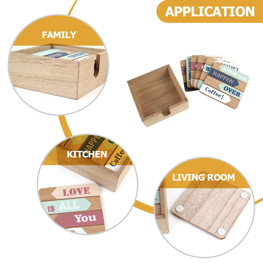 

1Set Wood Coasters Rustic Square Cup Mat Heat Resistant Non Slip Coasters for Drinks Home Office Decor Square Coaster