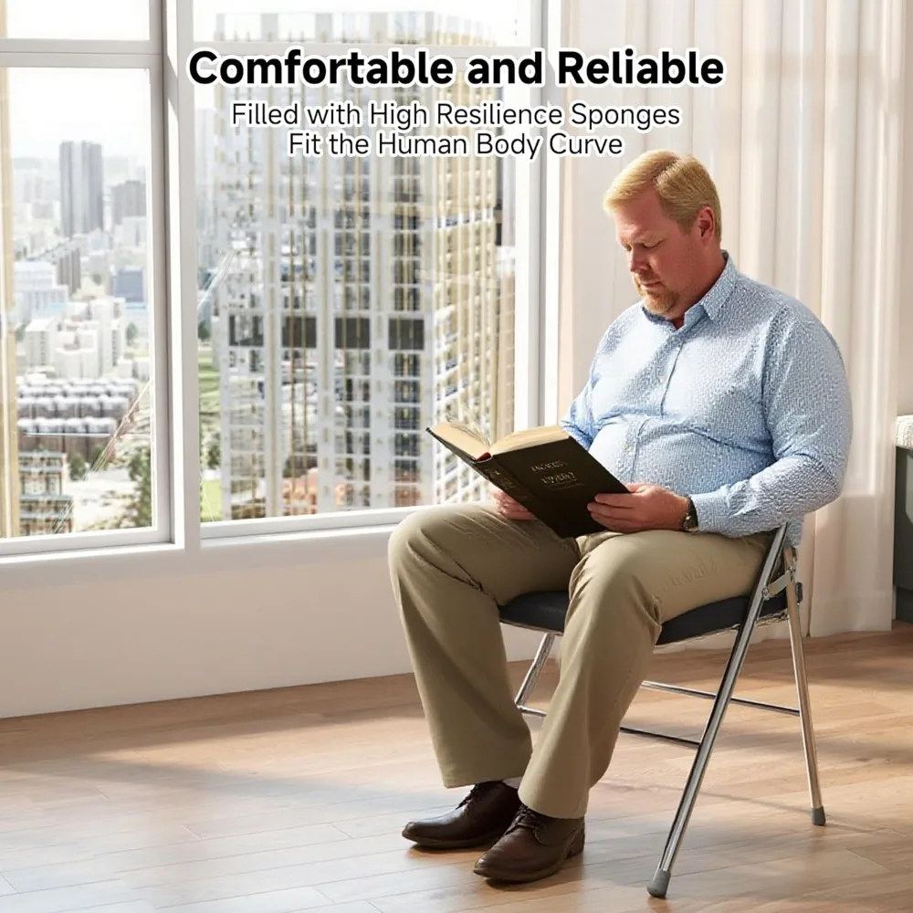 كراسي استرخاء حقيقية قابلة للطي مع مقعد سميك مبطن، قماش سروال قصير متين، كرسي مكتب تجاري قابل للطي قابل للتكديس واي فاي #4
