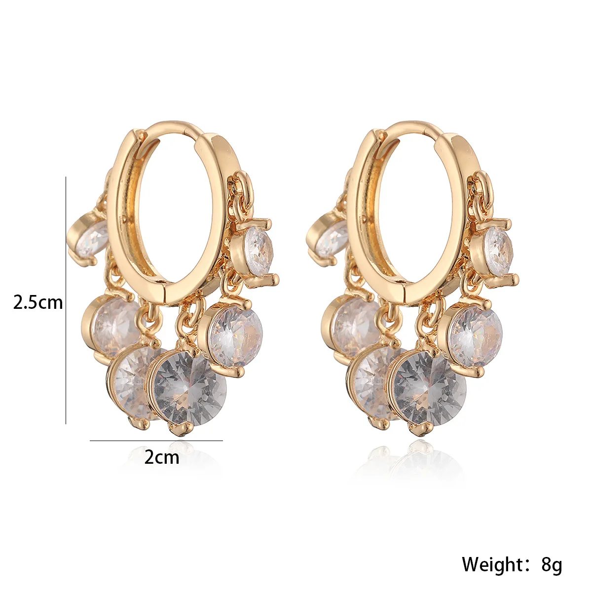 NEWBUY 2026 موضة جديدة ملونة تشيكوسلوفاكيا الزركون كريستال النحاس مجوهرات حساسة الذهب/الفضة اللون إسقاط أقراط للنساء هدية