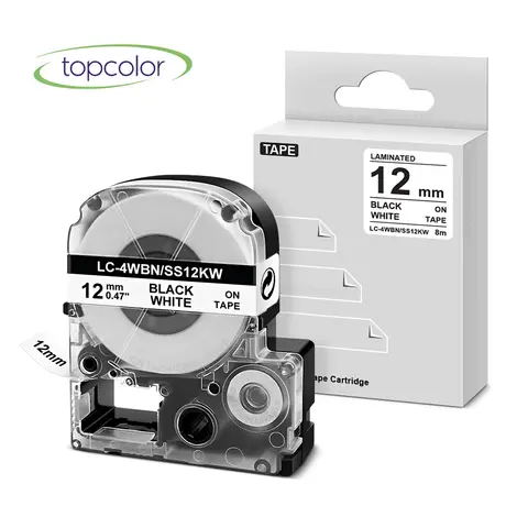 Fita de etiqueta de 12mm compatível com etiqueta epson ss12kw st12kw sc12yww ss9kw ss6kw para impressora de etiquetas edspon LW-300 LW-400 LW-600P LW-700