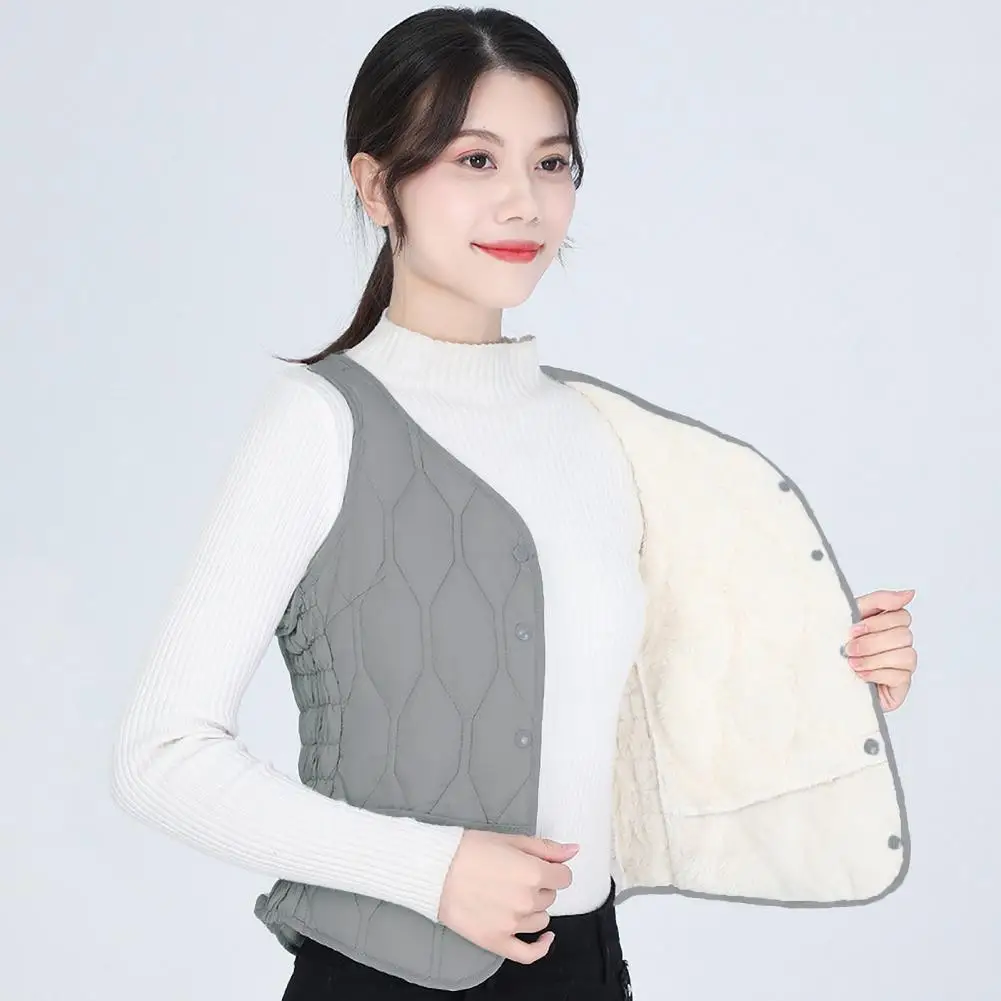 

All-season Layering Jacket Stylish Women's Winter Vest Coat with Button Closure Heat Retention Sleeveless Outdoor for Windproof