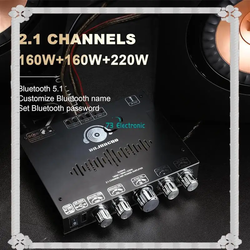 24-Hour Delivery DAJUNGUO 1Set S220HS Bluetooth Power Amplifier Board, 2.1 Channel TDA7498E 160Wx2+220W 12V-38V Audio Power Ampl